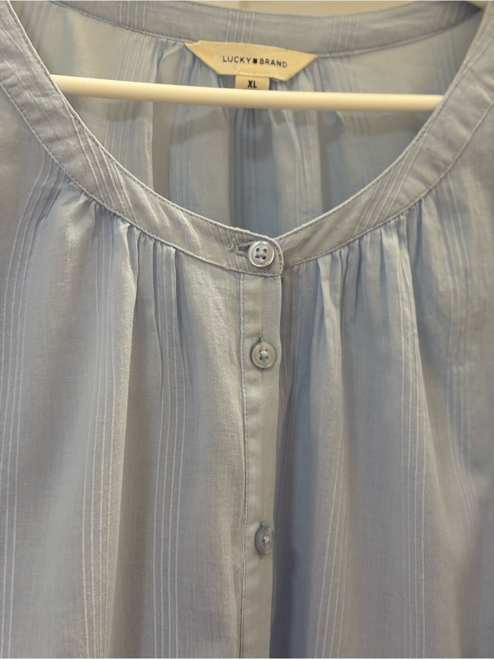 Lucky Brand Pale Blue Button-Front Eyelet Sleeve Blouse - Picture 6 of 7